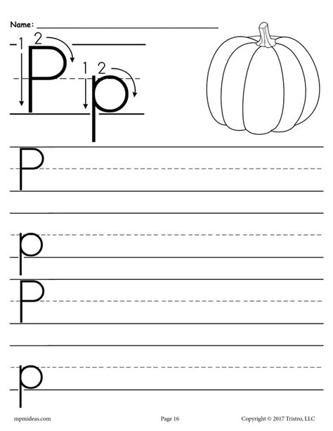 The Letter P Is For Pumpkin Worksheet With An Uppercase And Lowercase