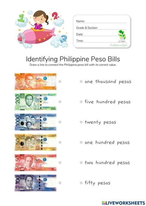 Identifying Philippine Money Worksheets