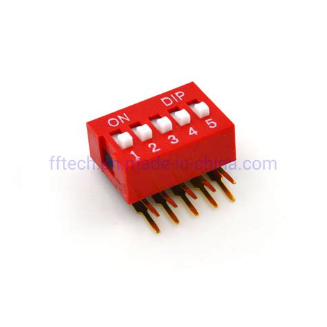 High Quality Red Blue Black 5 Position 2 54mm Sanp In DIP Switch