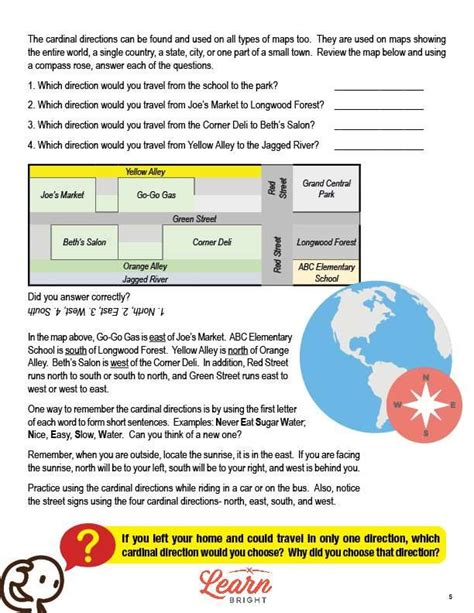 Cardinal Directions Worksheets Library