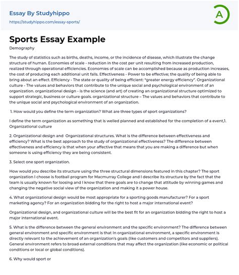 Sports Essay Example