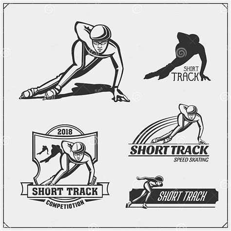 Set Of Short Track Emblems Labels And Design Elements Stock Vector