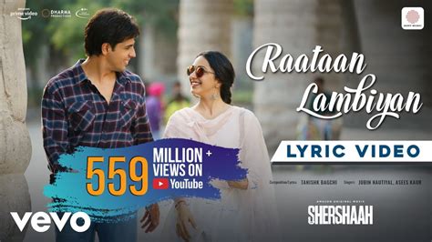 Raataan Lambiyan Lyric Video Shershaahsidharth Kiaratanishk B