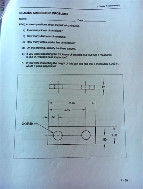 Chapter Reading Dimensions Problems Name Date P7 1 Answer Questions