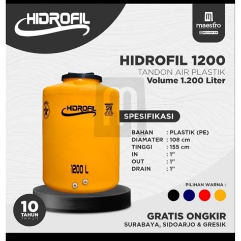 Jual Toren Air Tangki Air Tandon Air Hidrofil Liter Shopee Indonesia