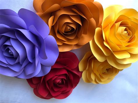 Pdf Rose Paper Flower Template Diy Paper Flower For Event Etsy