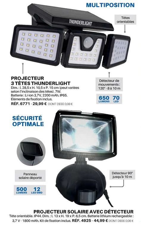 Promo Projecteur T Tes Thunderlight Projecteur Solaire Avec