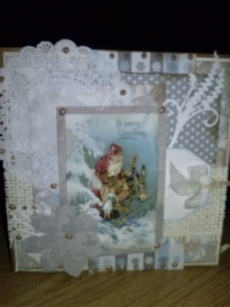 Kerstkaart With Frog Image And Lace Trimming