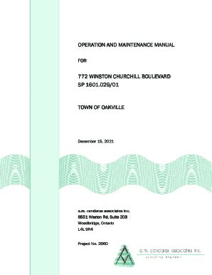 Fillable Online Operation And Maintenance Manual Oakville Ca Fax