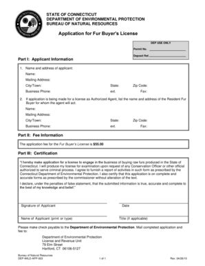 Fillable Online Ct Application For Fur Buyer S License CT Gov Ct