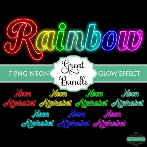 Neon Line Glow Effect Bundle Colors Alphabet Png Clip Art Etsy