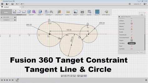 Fusion 360 Tangent Line Fusion 360 Tangent Constraint Youtube