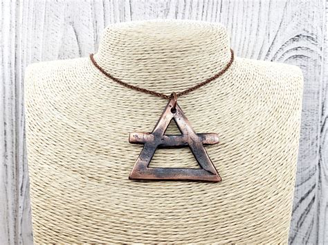 Alchemy Air Symbol Necklace Hammered Copper Necklace Witchy - Etsy