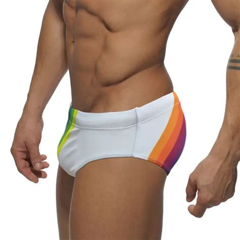 Gay Pride Rainbow Striped Swim Briefs Queerks