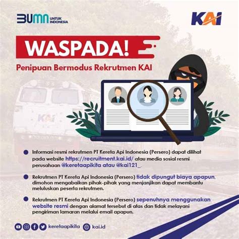 Awas Penipuan Rekrutmen Karyawan Pt Kai