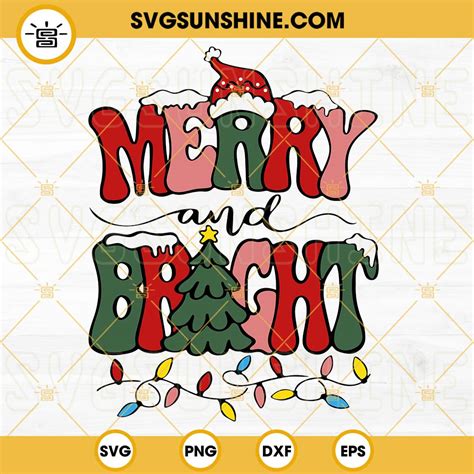 Merry And Bright Svg Retro Christmas Svg Christmas Svg Files For Cricut