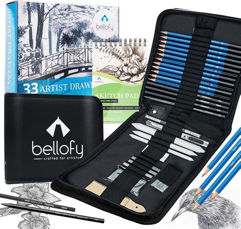 33 pièces Professional Art Kit de dessin et de croquis avec stylets