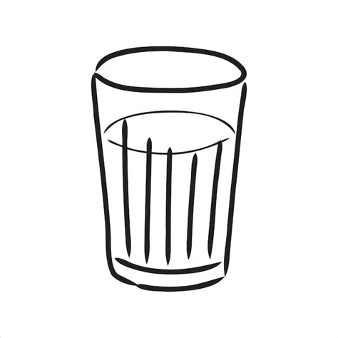 Vaso de agua vector e ilustración blanco y negro dibujado a mano