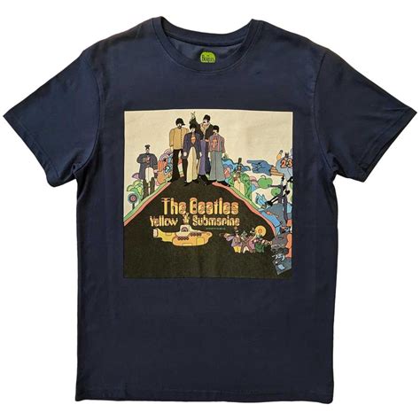 【オフィシャル】the Beatles ザビートルズ Yellow Submarine Album Cover Navy バンドtシャツ