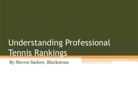 Understanding Professional Tennis Rankings | PPT