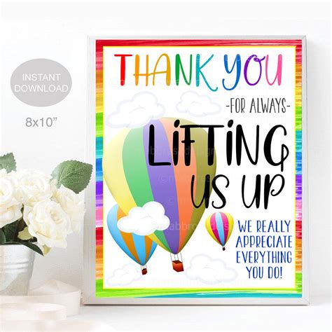 Lift Us Up Teacher Appreciation Week Printable Sign Tidylady Printables