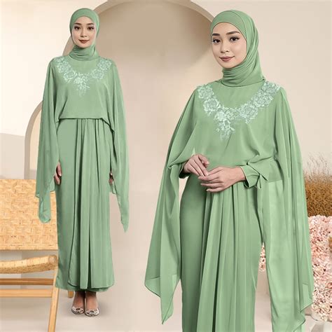 Abaya Pleated Allium Dresses Lace Sleeves Abayas Muslim Jubah Pakaian