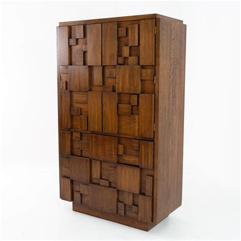 Paul Evans Style Lane Brutalist Mcm 4 Drawer Highboy Gentlemans Chest Armoire At 1stdibs Lane