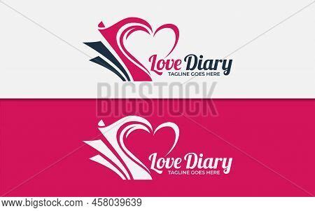 Love Diary Logo Design Illustration Diary Book That Forms The Shape Of