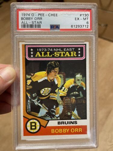 1974 75 O PEE CHEE 130 BOBBY ORR All Star PSA 6 EX MT Boston Bruins