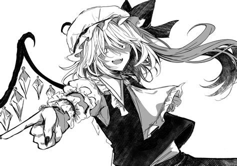 Flandre Scarlet Monochrome Anime Touhou Project Touhou Тохо