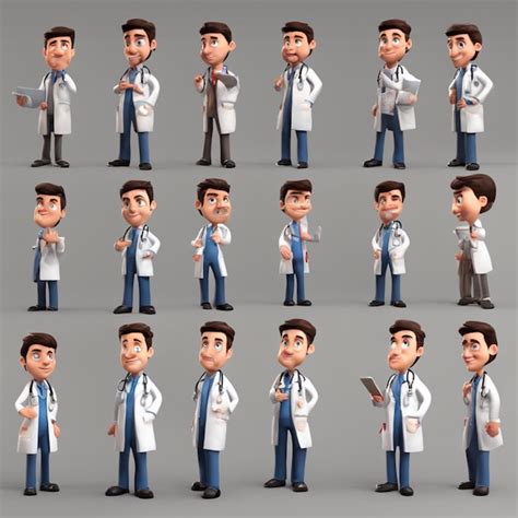 Personaje de dibujos animados médico 3d Foto Premium