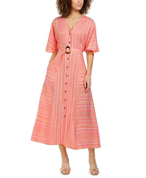 Calvin Klein Belted Striped Maxi Dress Macys