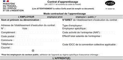 Cerfa 10103 06 Contrat Ou Avenant Au Contrat D Apprentissage Fa13 Hot