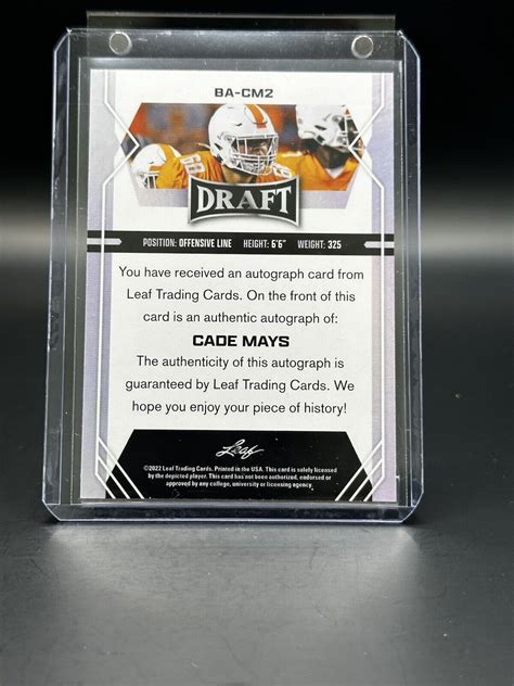 2022 Leaf Draft Autographs Red BA CM2 Cade Mays AU RC For Sale