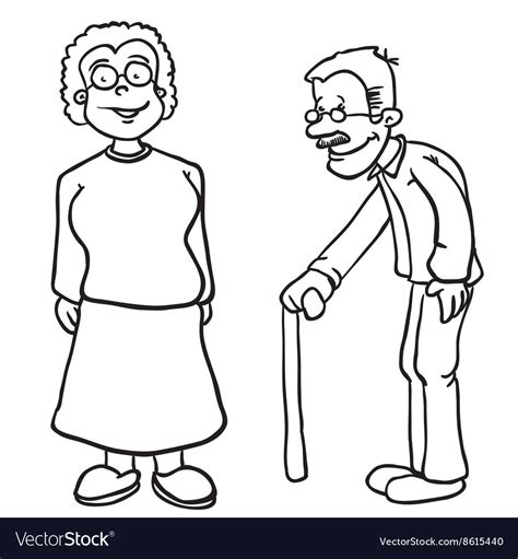 Simple black and white grandparents Royalty Free Vector