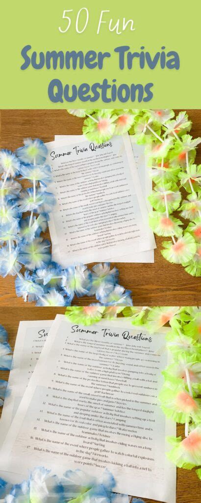 50 Fun Summer Trivia Questions For Kids With Free Printable