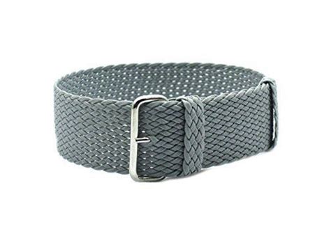 Mm Grey Perlon Tropic Braided Woven Watch Strap With Silver Buckle