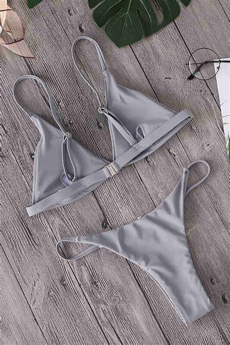 Angelsin Üçgen Bikini Alt Gri MS41409 Stilimon