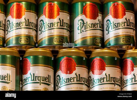 Cans Of Beer Brand Pilsner Urquell Czech Republic Stock Photo Alamy