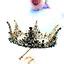 Luxury Black Crystal Queen Gold Crown Wedding Bridal Party Pageant Prom