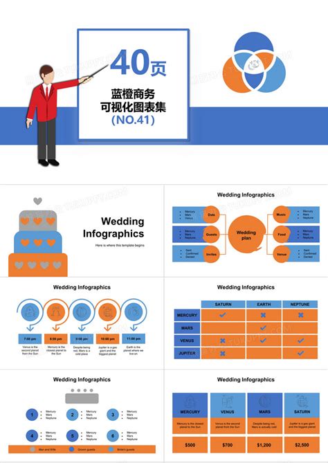 40页蓝橙商务可视化图表集ppt模板下载图表图客巴巴