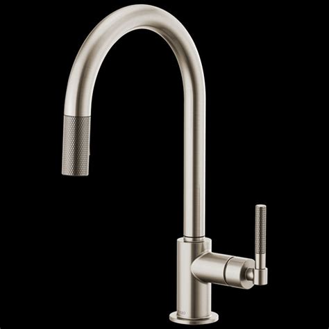 Brizo Litze Pull Down Faucet With Arc Spout And Knurled Handle Plumbtile