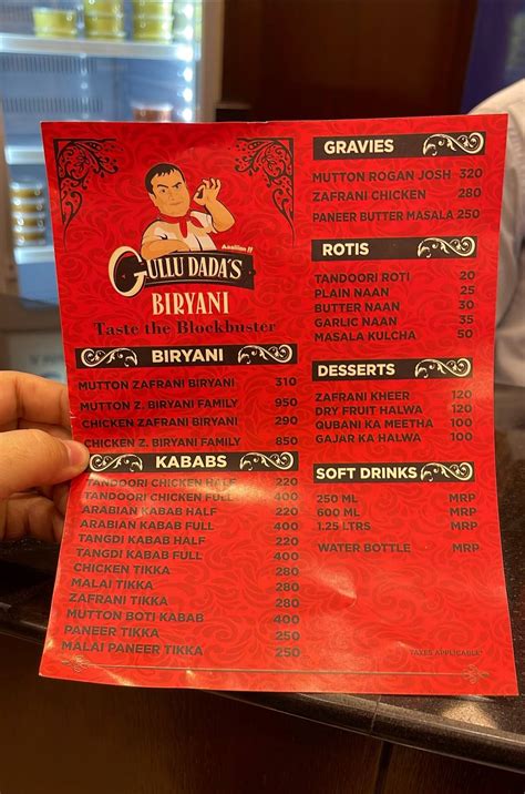 Menu At Gullu Dada S Biryani Hyderabad