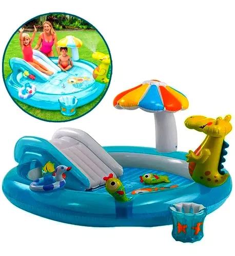 Piscina Infl Vel Playground Escorregador Jacar Intex Frete Gr Tis