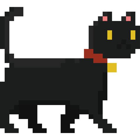 Pixel Art Walking Black Cat Character 27517593 Png