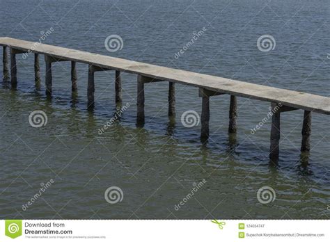 Long Old Concrete Bridge Over The Sea Stock Image Image Of Light