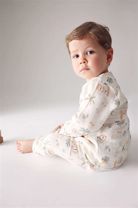 Ecru Baby Boy Baby Boy Safari Long Sleeve Underwear Muslin Pack Set