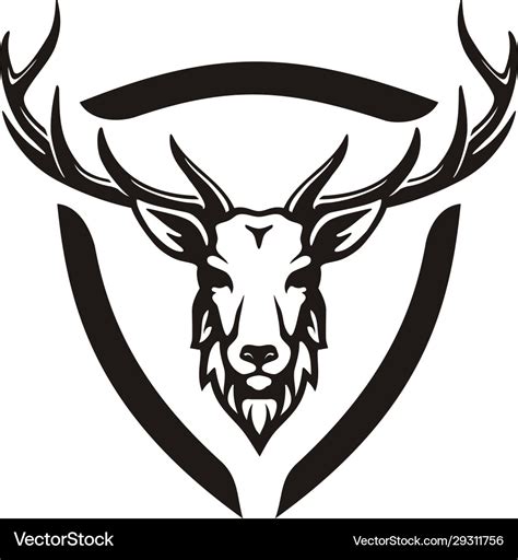 Deer Stag Buck Reindeer Antler Head Hunt Logo Vector Image