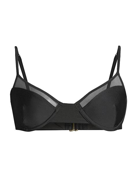 Ramy Brook Kai Mesh Trimmed Underwire Bikini Top Black Editorialist