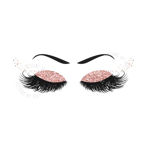 Instant Download Lash Clipart Glitter Rose Gold Lashes Clip Etsy